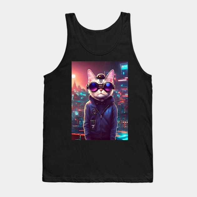 Cool Japanese Techno Cat In Japan Neon City Tank Top by star trek fanart and more